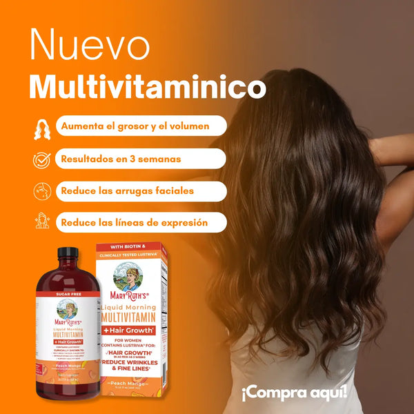 Multivitamínico MaryRuths Crecimiento del Cabello Biotina 10000mcg y Salud de la Piel