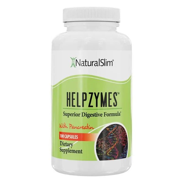 Suplemento de Enzimas Digestivas NaturalSlim Helpzymes Apoyo Digestivo Superior para la Salud Intestinal, Alivio de la Inflamación y Gases 100 Cap