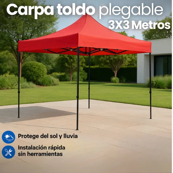 Carpa Toldo 3x3 Plegable Reforzada Impermeable Con Protección UV Para Eventos Y Camping