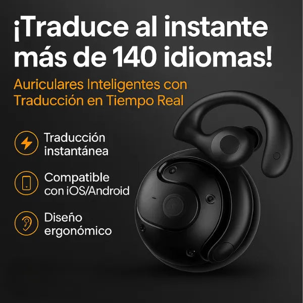 Audífonos Traductores Inteligentes 144 Idiomas Bluetooth 5.3 Con IA Y Estuche De Carga Tipo C