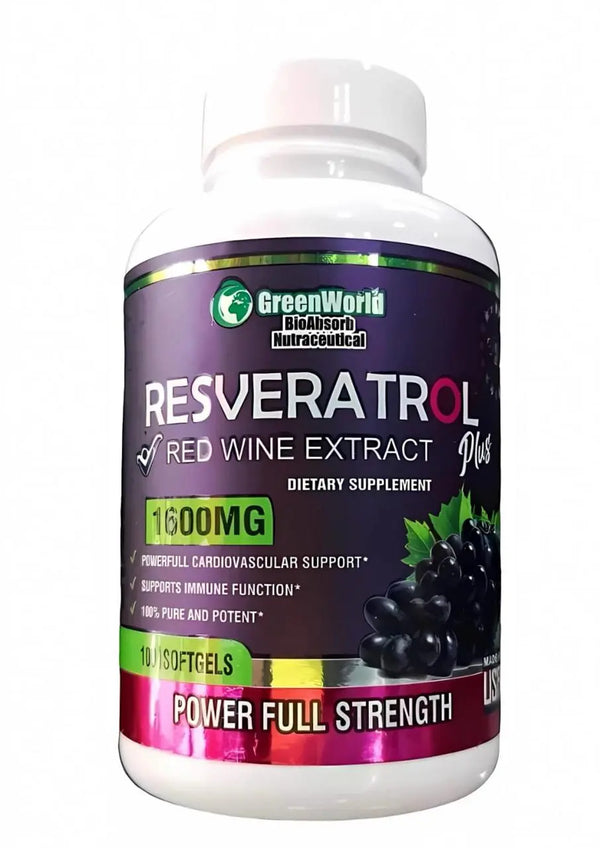 Resveratrol Green World X100 Softgels Antioxidante Natural Para La Salud