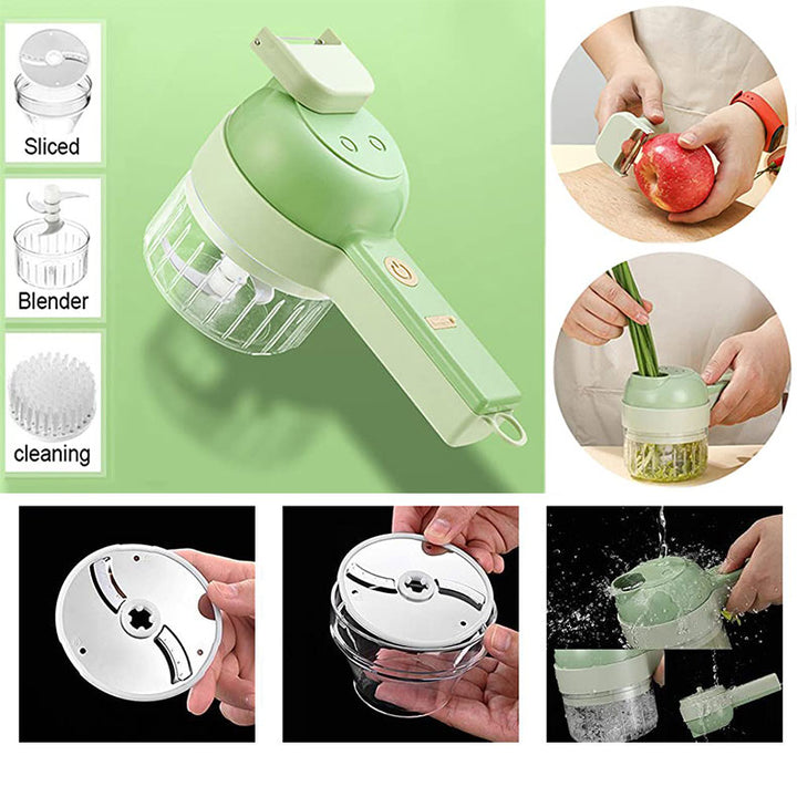 Cortador De Verduras Multifuncional 4 En 1 Recargable Usb Conveniencia Y Facilidad - almacenspeedway