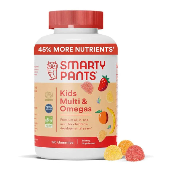 Suplemento Multivitamínico Infantil SmartyPants Apoyo Inmunológico Omega 3, Vitaminas D3, C, B12, B6, A, K y Zinc 120 Gomitas