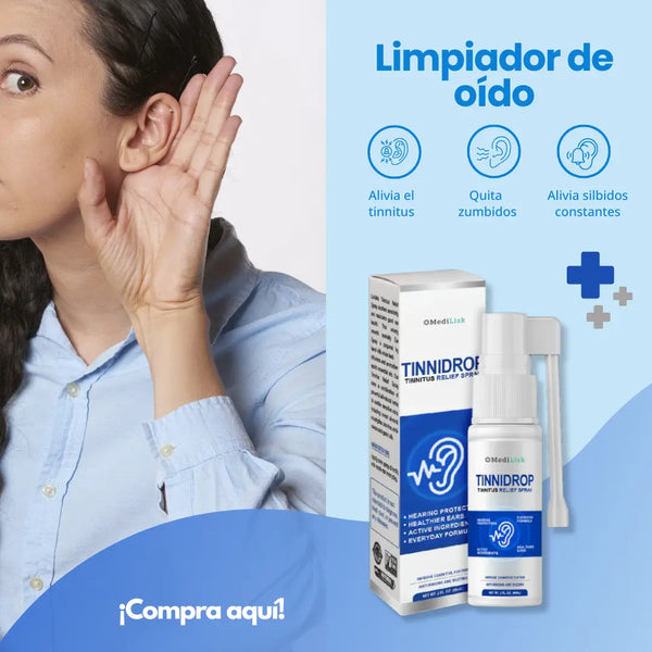 Tinnidrop Spray Limpiador De Oído 100% Natural Alivio De Tinnitus Otitis Y Problemas Auditivos