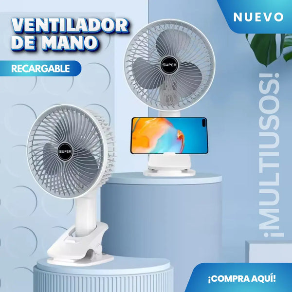 Ventilador De Mano Recargable Con Pinza USB 3 Velocidades Para Oficina Casa Coche