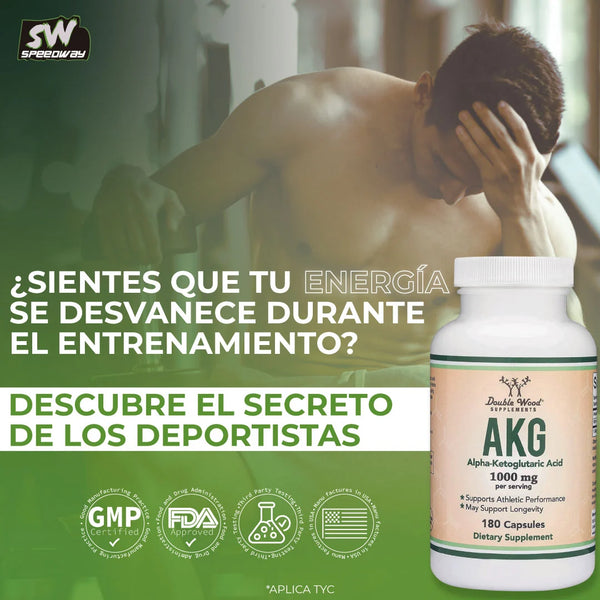 Suplemento PURE POWER AKG Acido Alfa Cetoglutarico 1000 Mg 180 Capsulas