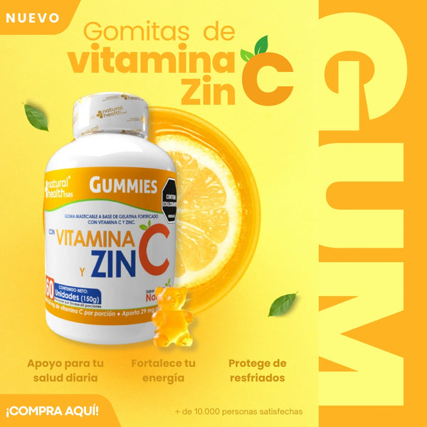 Gummies Vitamina C Y Zinc X60 Gomitas Para Defensas Y Bienestar Diario