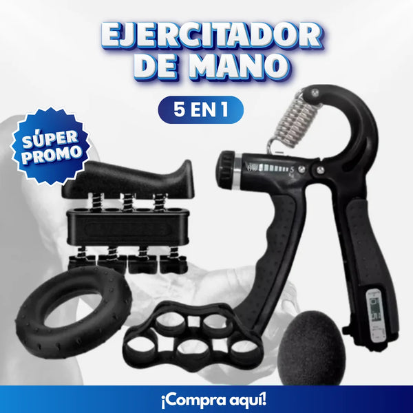 Set Ejercitador De Manos Premium Fitnics Resistencia Ajustable 5 Accesorios