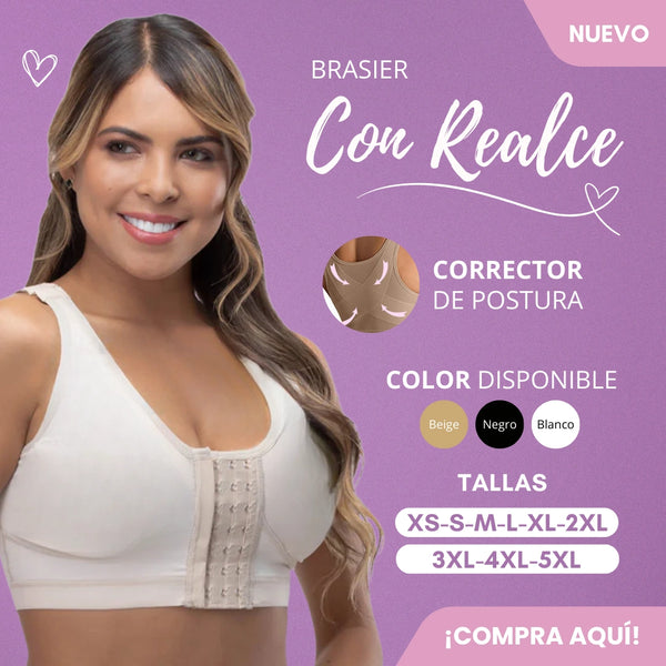 Brasier Corrector De Postura 2607 Con Realce Soporte Y Ajuste Ideal Para Busto Pesado