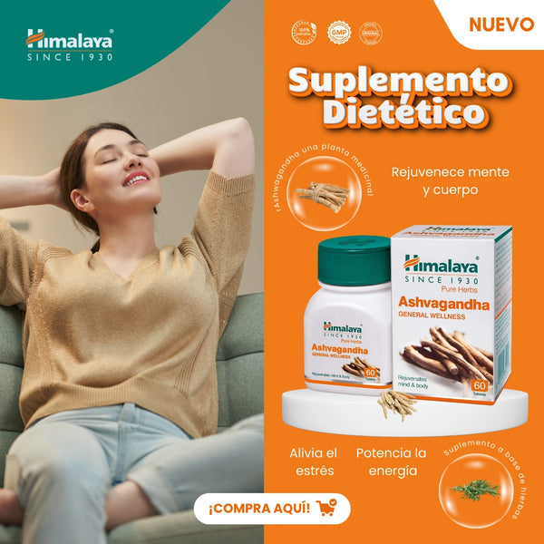 Ashvagandha 60 Tabletas Himalaya Suplemento Natural Para Estrés Energía Y Bienestar